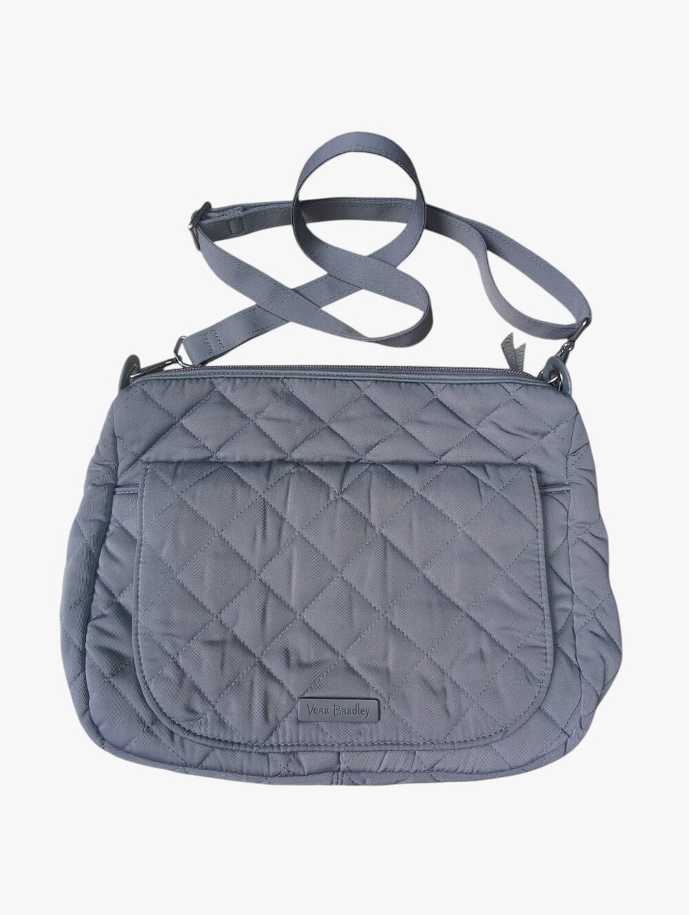 Vera Bradley Quilted Gray Microfiber Crossbody or Shoulder Bag Adjustable Strap